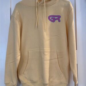 Seven7 Light Yellow Hoodie with Purple Logo